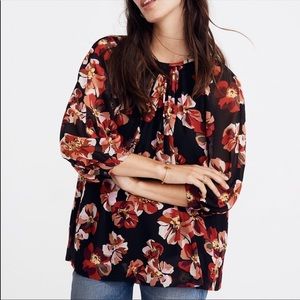 ❌[SOLD]❌ Madewell chiffon oversized red flower flowy top